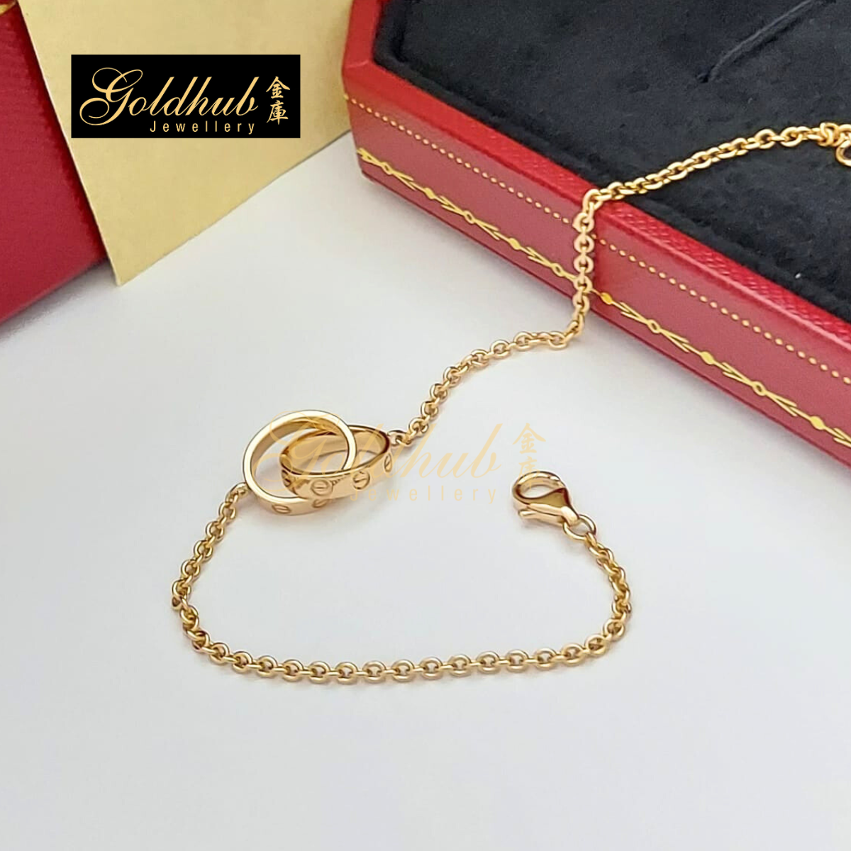 Cartier Love Bracelet, On Chain in Rose Gold, 17cm