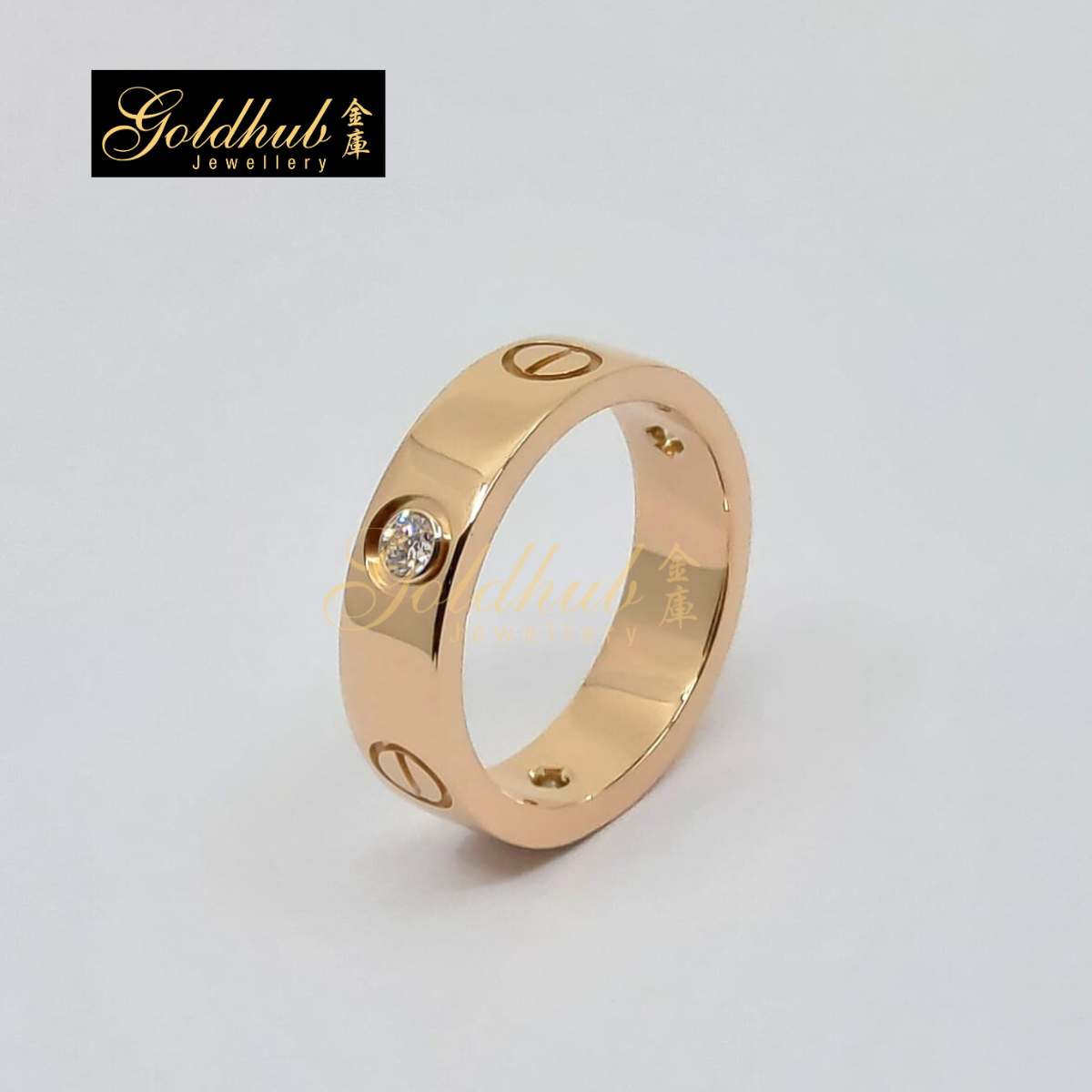 Cartier Love Ring (Classic Model), 3 Diamonds in Rose Gold, Size 55
