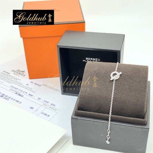 Hermes Finesse Bracelet, Diamonds in White Gold, Size XS