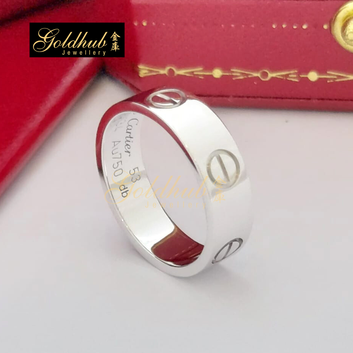 Cartier Love Ring (Classic Model) in White Gold, Size 53
