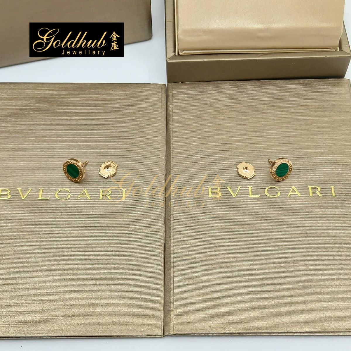 Bvlgari Bvlgari (a pair) Earring, Malachite in Rose Gold
