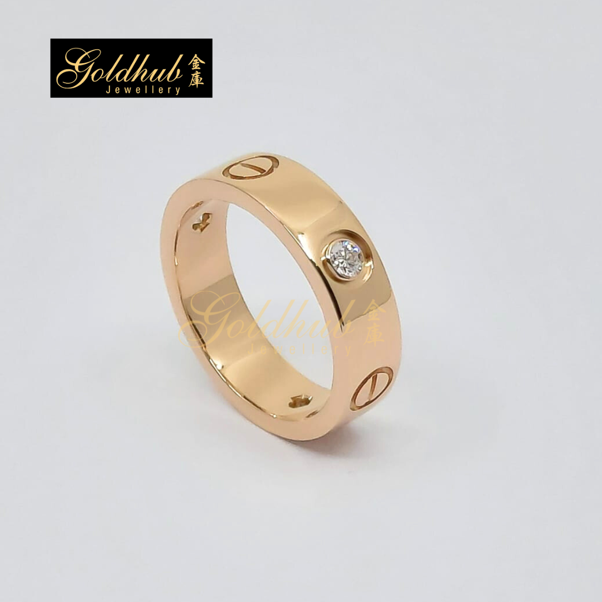 Cartier Love Ring (Classic Model), 3 Diamonds in Rose Gold, Size 55