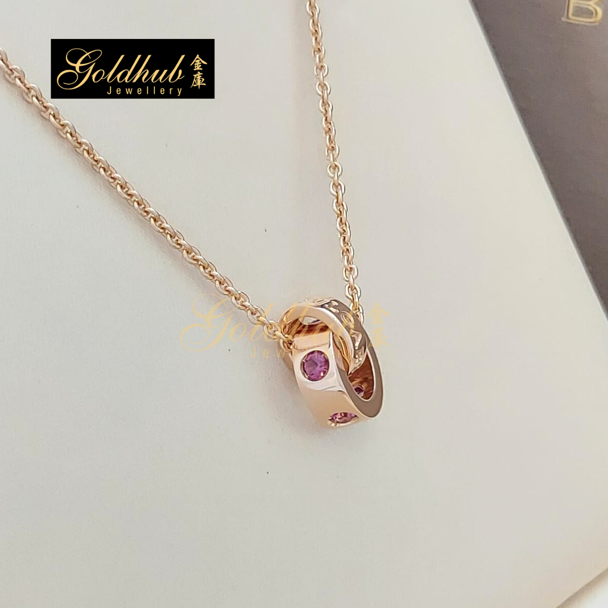 Bvlgari Bvlgari Essential Round Tourmaline & Amethyst Necklace in Rose Gold