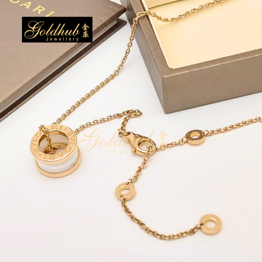 Bvlgari B.zero1 White Ceramic Necklace in Rose Gold
