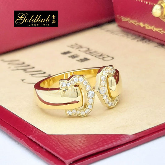 Cartier Double C Boucles Diamond Ring in Yellow Gold, Size 53