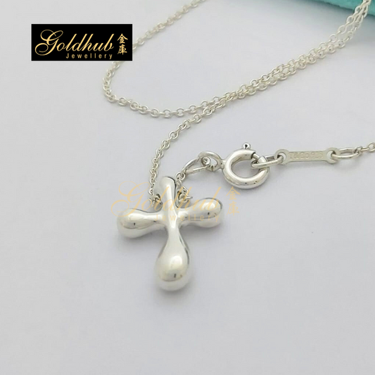Tiffany & Co Elsa Peretti Cross Pendant Necklace in Sterling Silver, 41cm