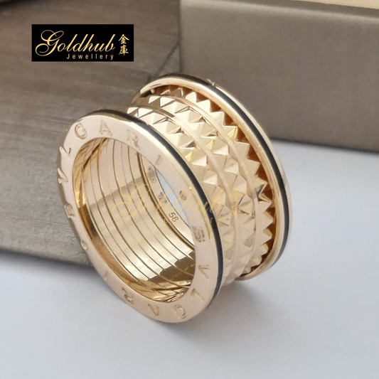 Bvlgari B.zero1 Rock Four Band with Black Ceramic Ring, Size 58