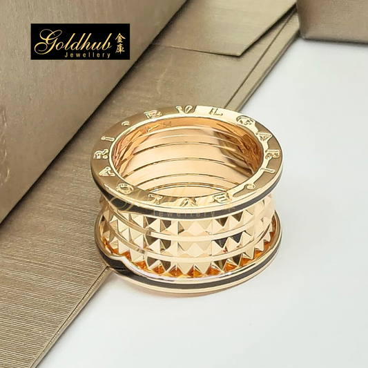 Bvlgari B.zero1 Rock Four Band with Black Ceramic Ring, Size 54