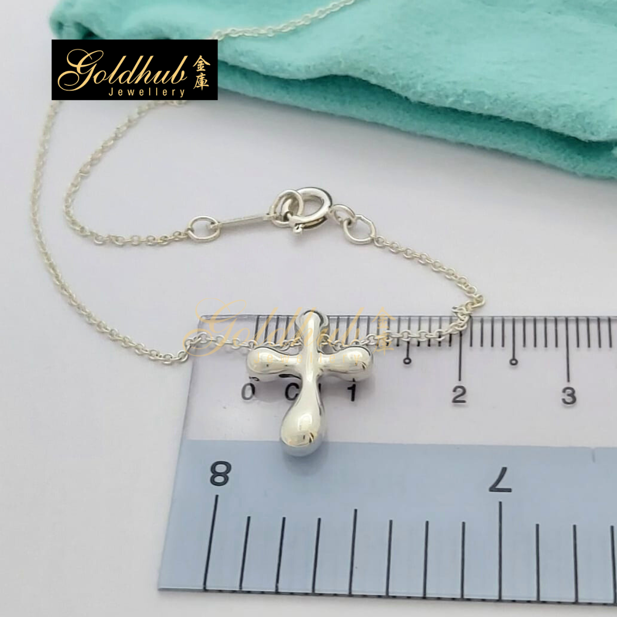 Tiffany & Co Elsa Peretti Cross Pendant Necklace in Sterling Silver, 41cm