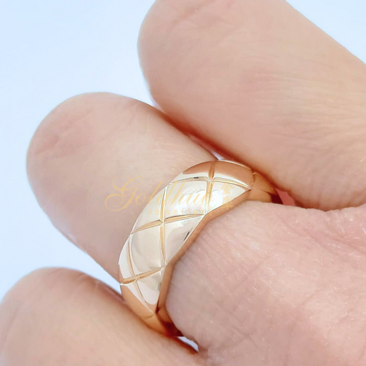 Chanel Coco Crush Quilted Motif Diamond (Small Version) Ring in Rose Gold, Size 54