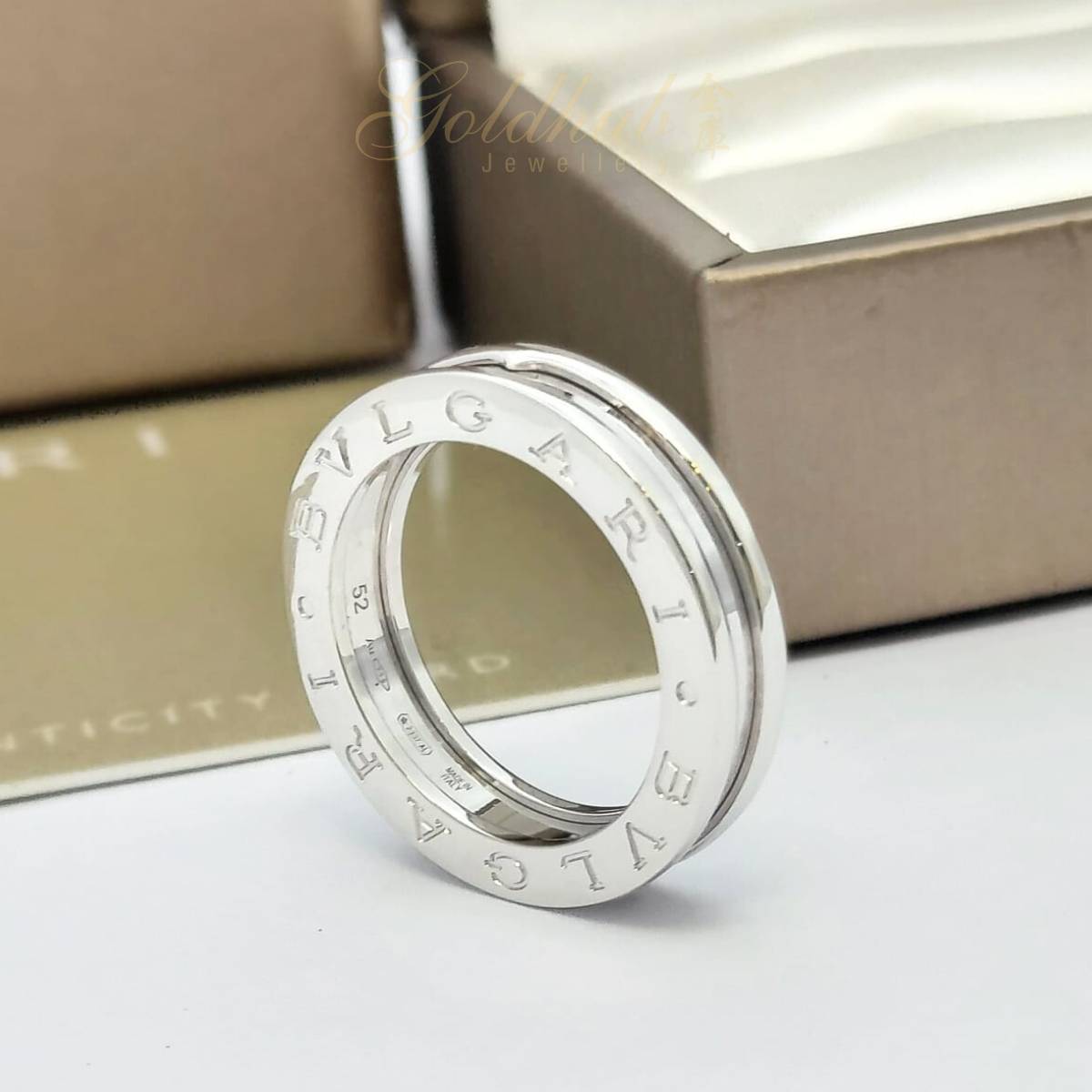 Bvlgari B.zero1 1 Band Ring in White Gold, Size 52