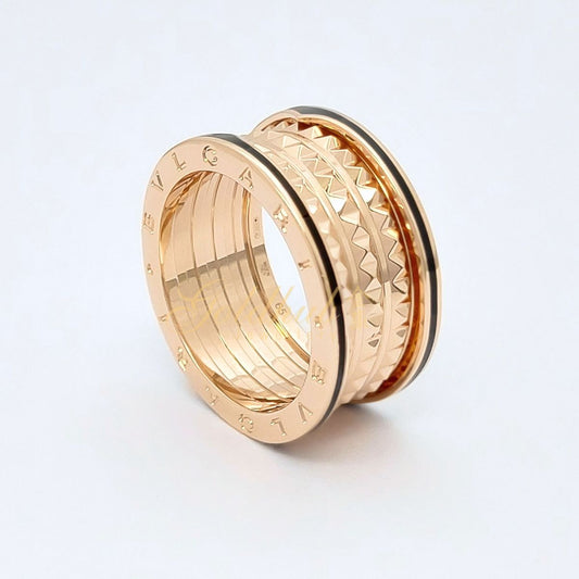 Bvlgari B.zero1 Rock Four Band with Black Ceramic Ring, Size 65