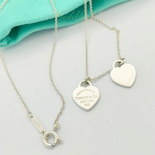 Return to Tiffany Blue Double Heart Tag Pendant Necklace in Sterling Silver