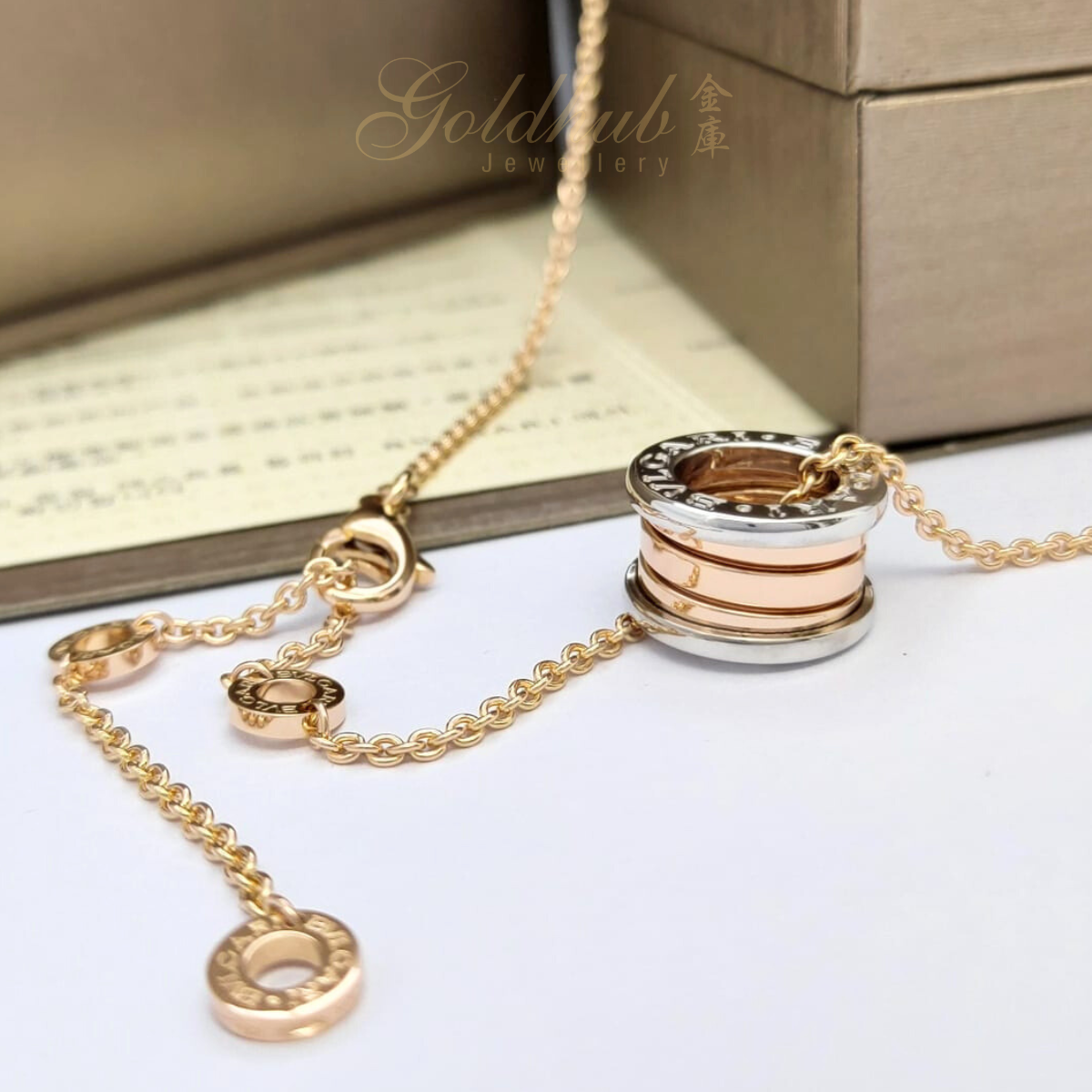 18k Pre-loved Bvlgari B.zero1 Necklace in White and Rose Gold