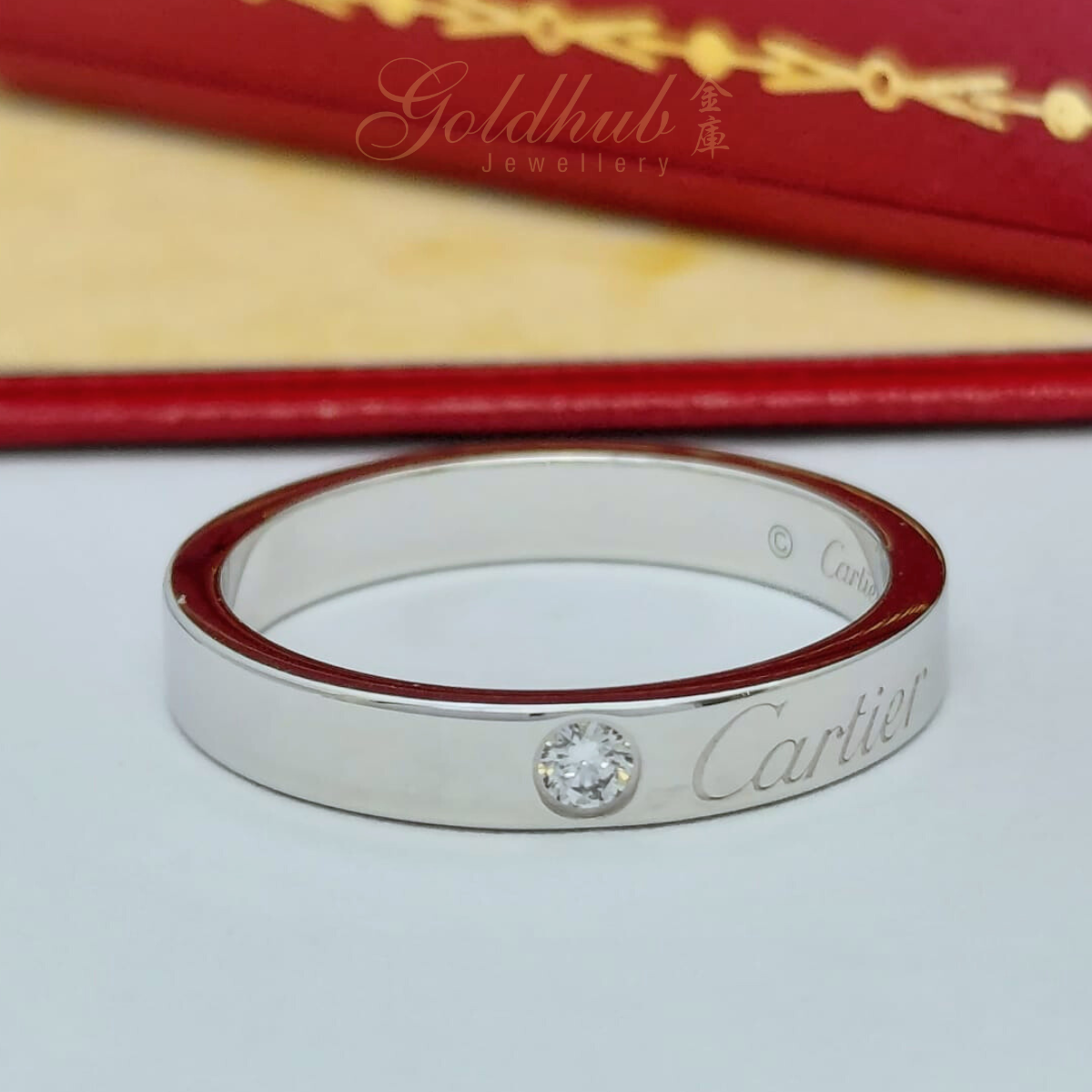 PT950 Pre-loved Cartier C De Cartier Diamond Wedding Ring in Platinum