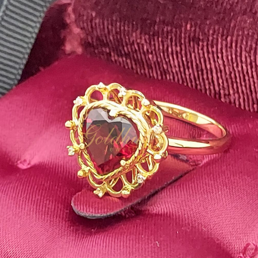 Dolce & Gabbana Red Rhodolite Garnet Heart Ring in Yellow Gold