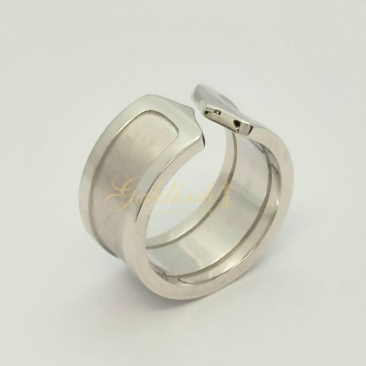 Cartier 2C Wide Ring in White Gold, Size 52