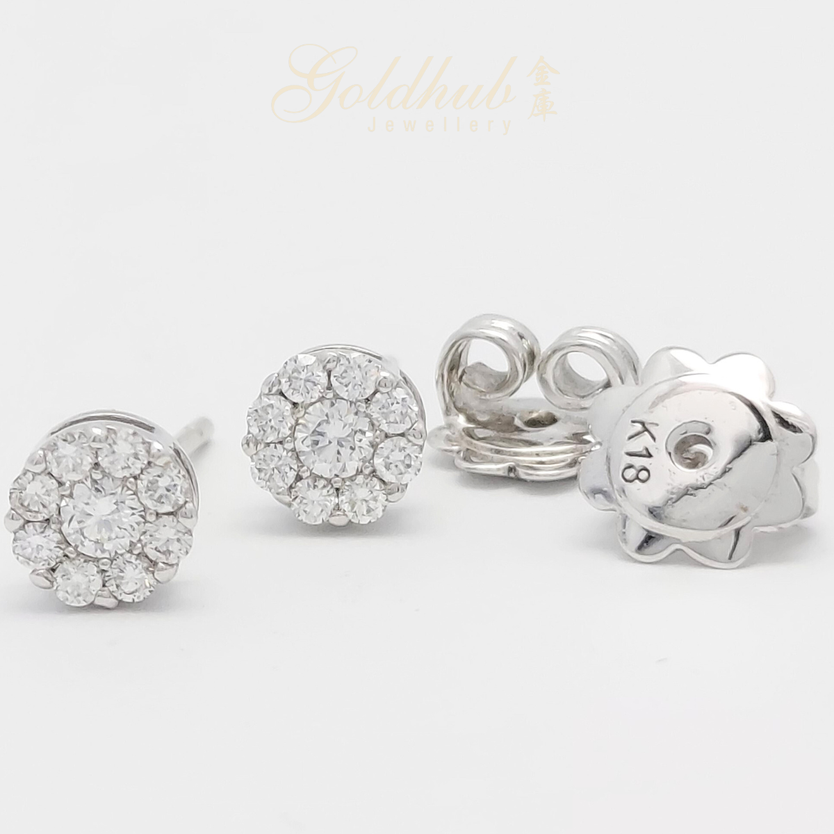 18k Diamond Earrings in White Gold