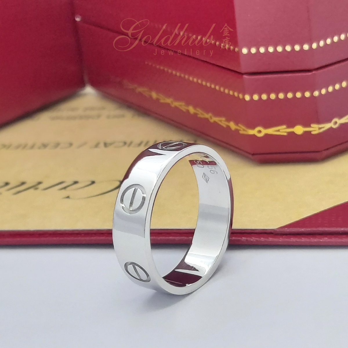Cartier Love Ring in White Gold, Size 56