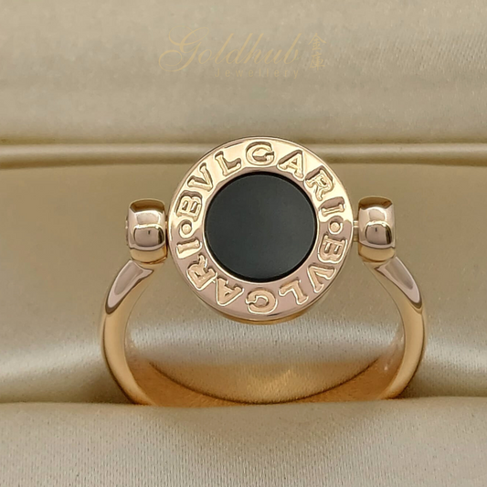 Bvlgari Bvlgari Classic Ring with Mother of Pearl and Onyx in Rose Gold