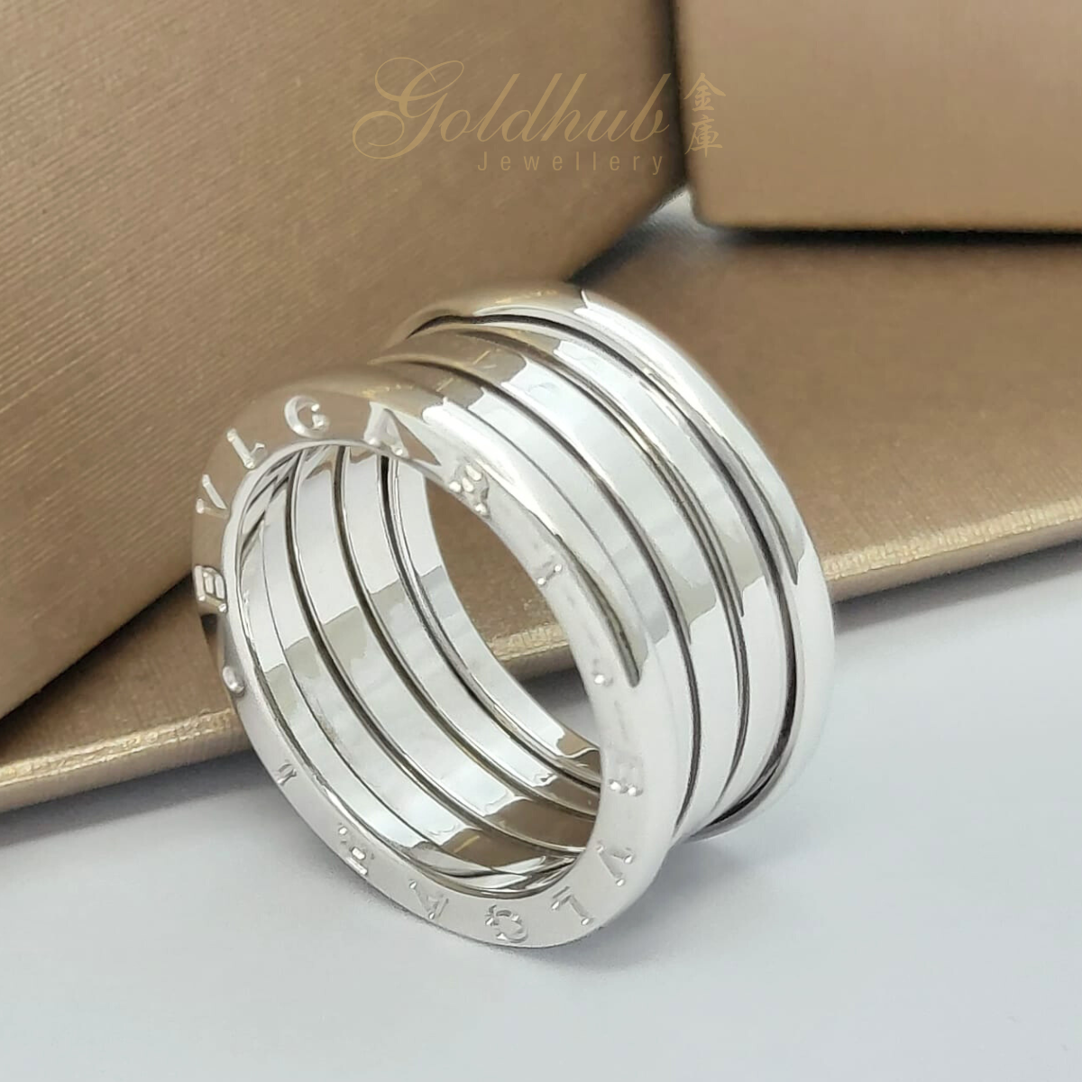 Bvlgari B.zero1 4 Band Ring in White Gold, Size 57