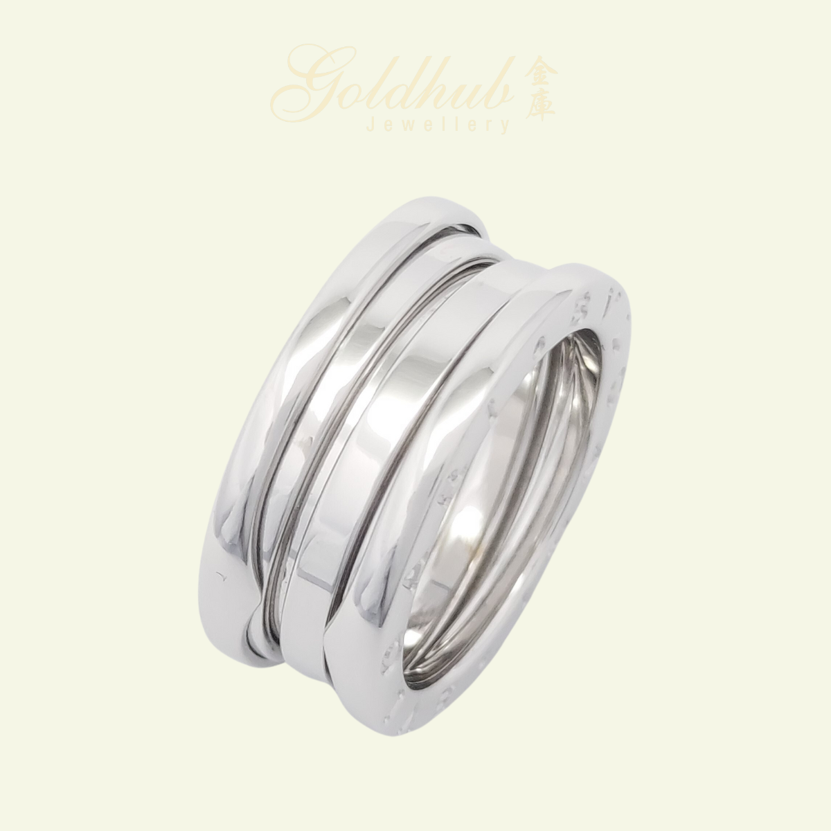 18k Pre-loved Bvlgari B.zero1 3 Band Ring in White Gold