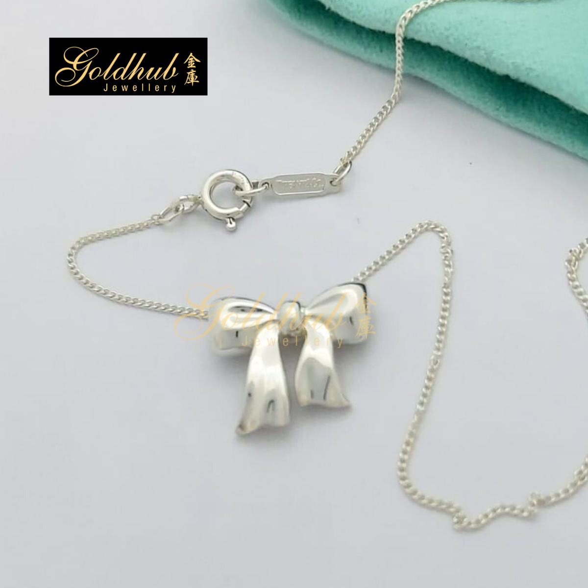 Tiffany & Co Bow Ribbon Necklace in Sterling Silver, 38cm