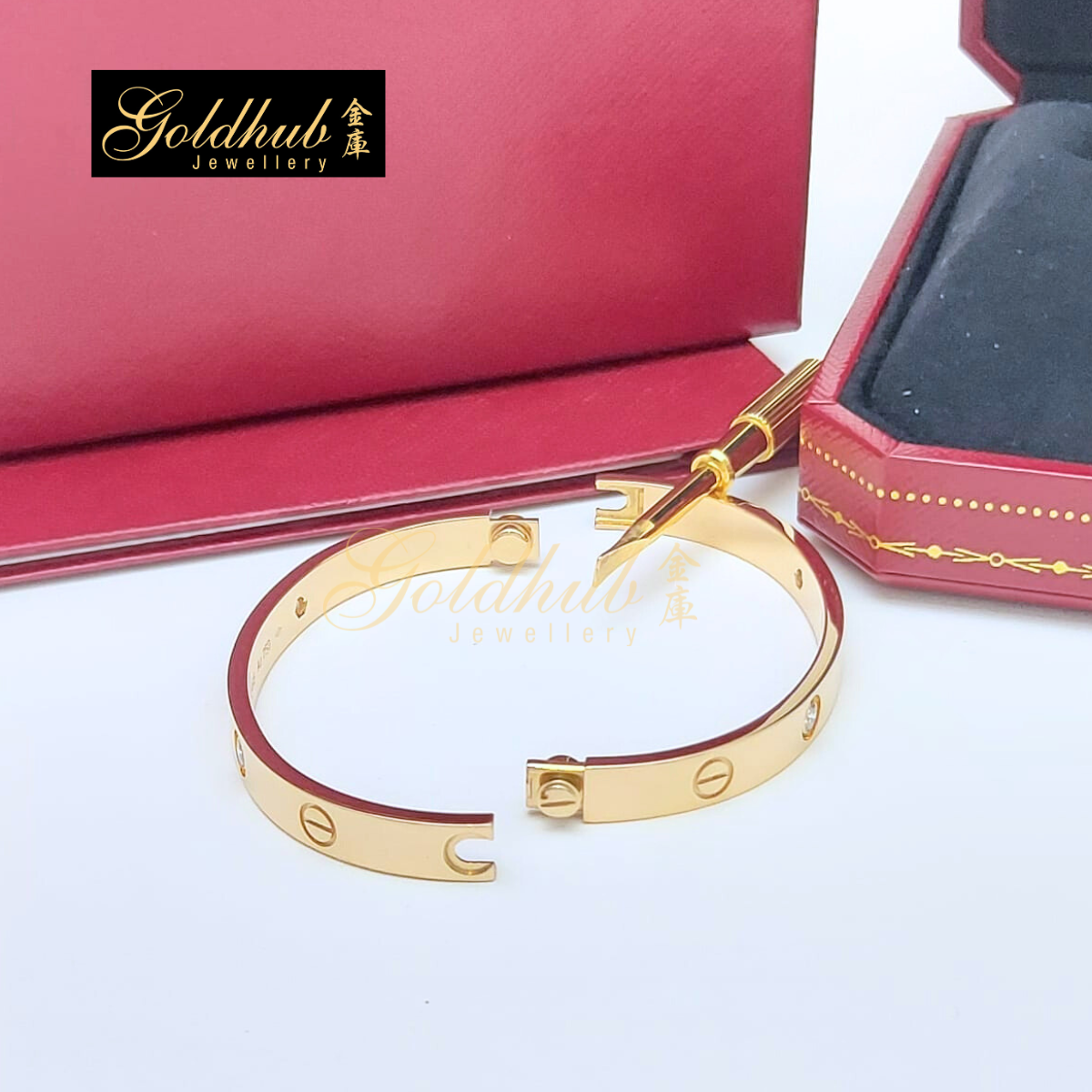 Cartier Love Bracelet, Classic Model, 4 Diamonds in Rose Gold, Size 17