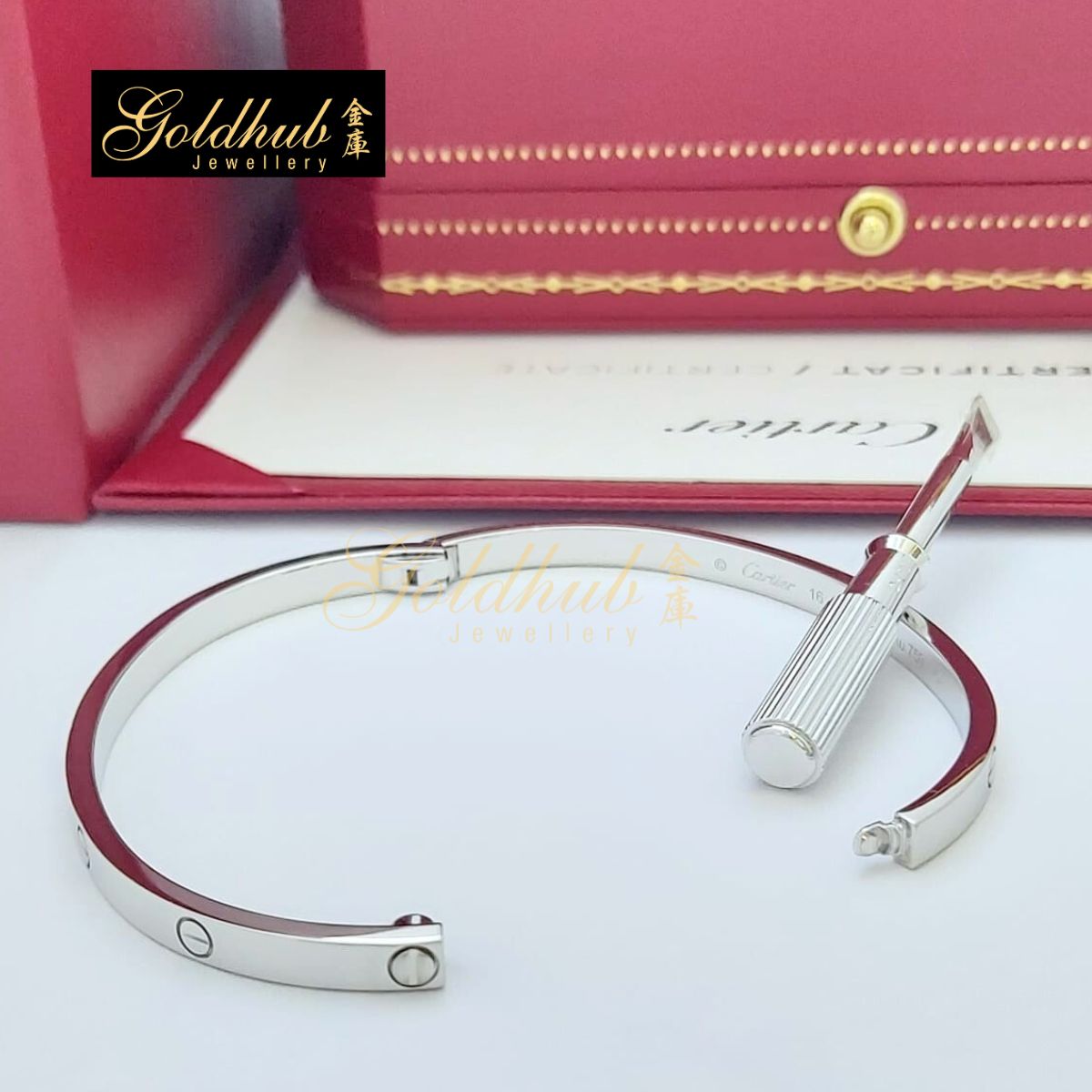 Cartier Love Bracelet (Small Model) in White Gold, Size 16