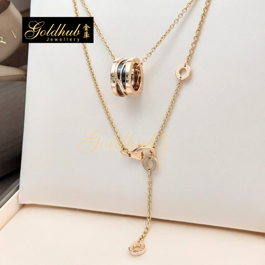 Bvlgari B.zero1 Design Legend Black Ceramic Necklace in Rose Gold