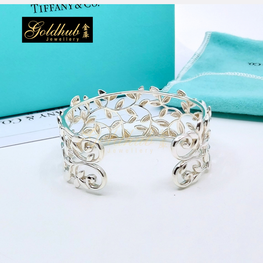 Tiffany & Co Paloma Picasso Olive Leaf Cuff in Silver, Size Medium