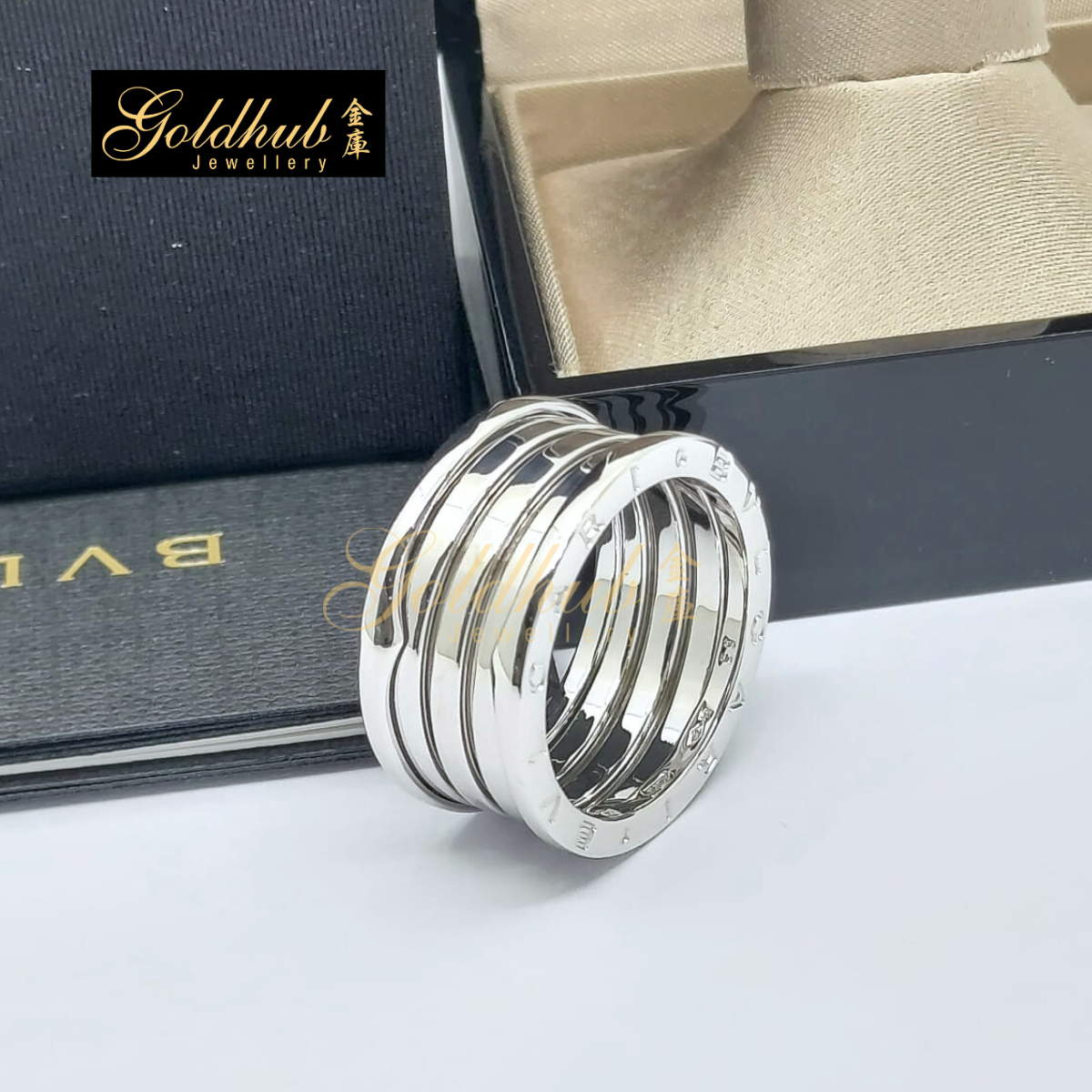 Bvlgari B.zero1 4 Band Ring in White Gold, Size 63