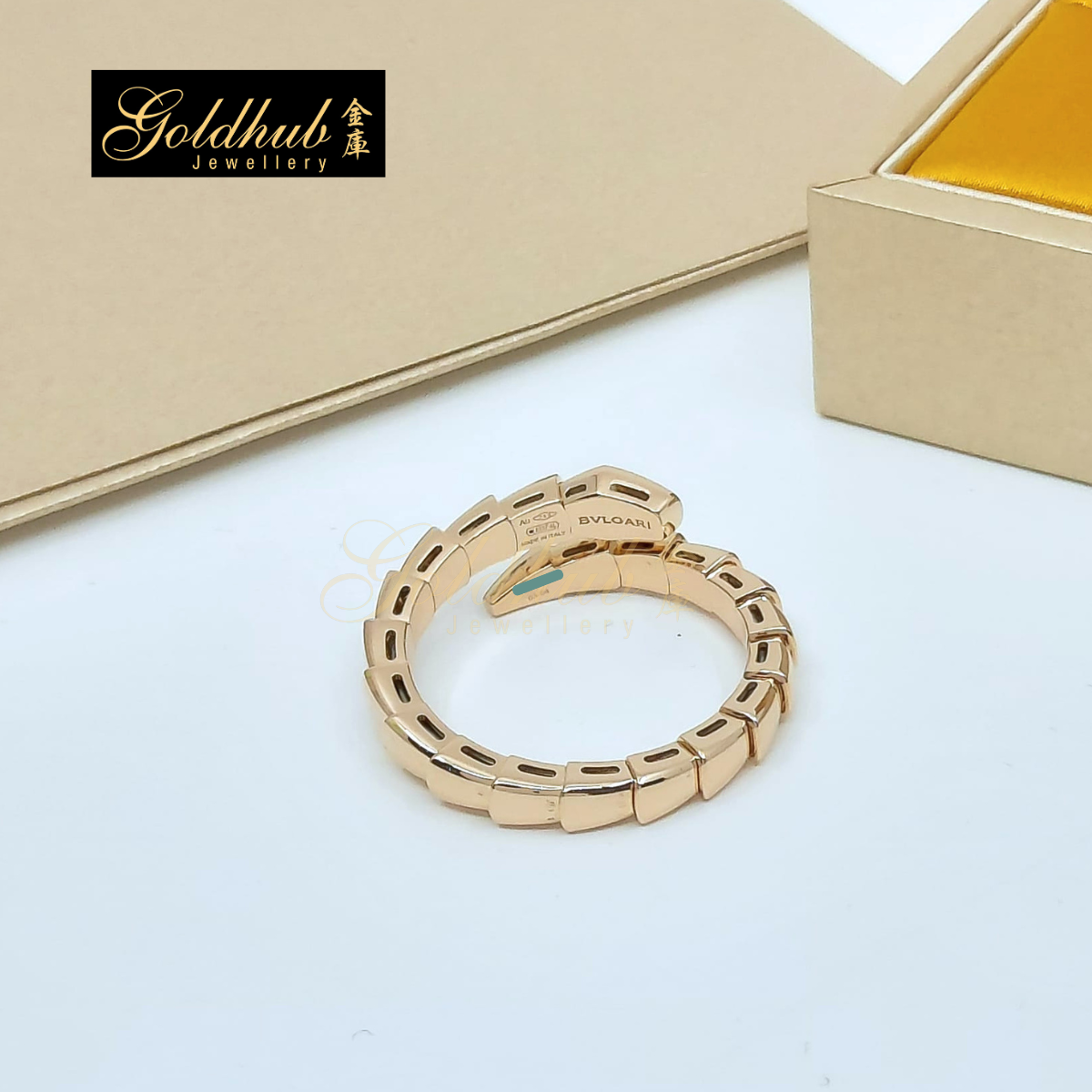 Bulgari Serpenti Viper One-Coil Ring in Rose Gold, Size 63-64