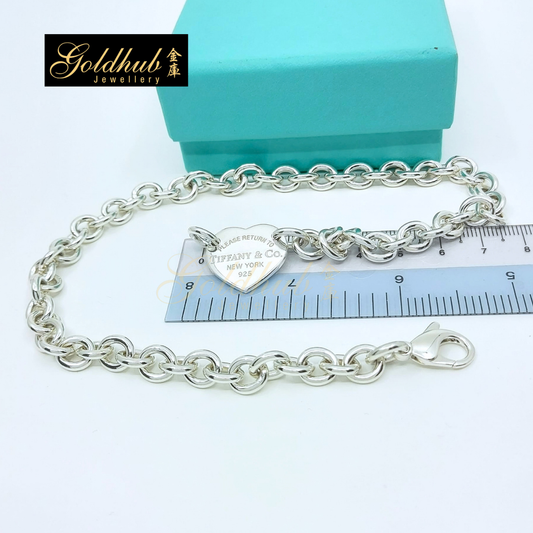 Tiffany & Co Return to Tiffany Heart Tag Chain Link Choker in Silver