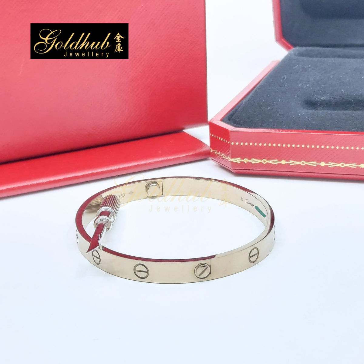 Cartier LOVE Bracelet, Classic Model in White Gold, Size 19