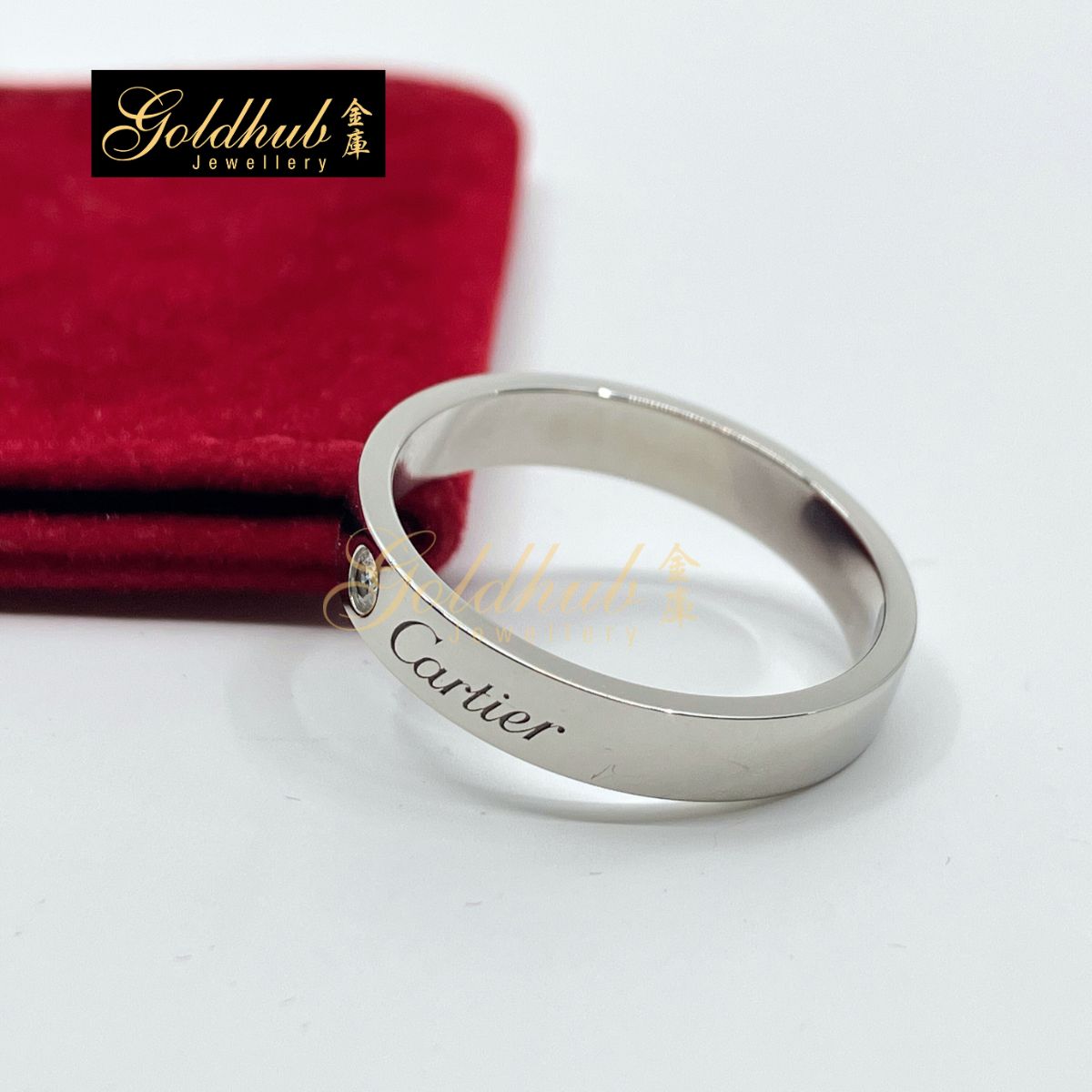 Cartier C de Cartier Wedding Ring, 4mm, 1 Diamond in Platinum Size 61 DR00866