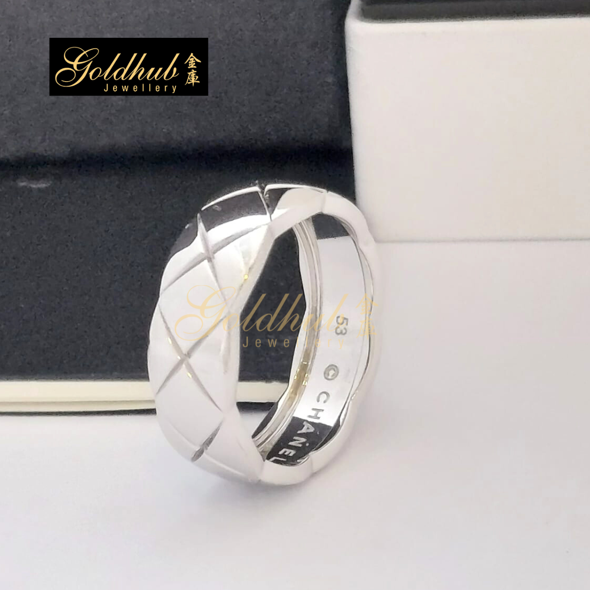 Chanel Coco Crush Ring (Small Version) in White Gold, Size 53