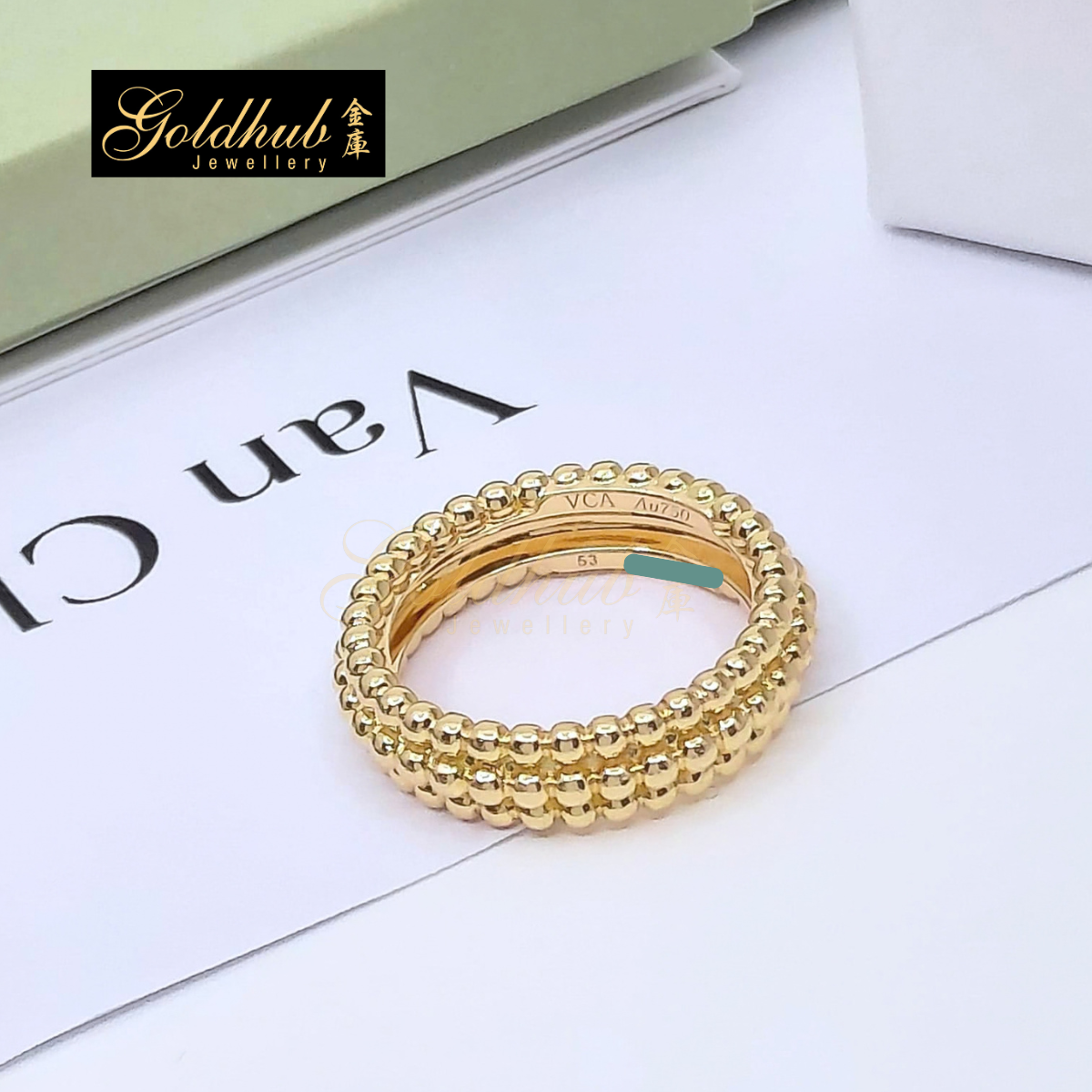 Van Cleef Arpels Perlée Pearls of Gold Ring, 3 Rows in Yellow Gold, Size 53