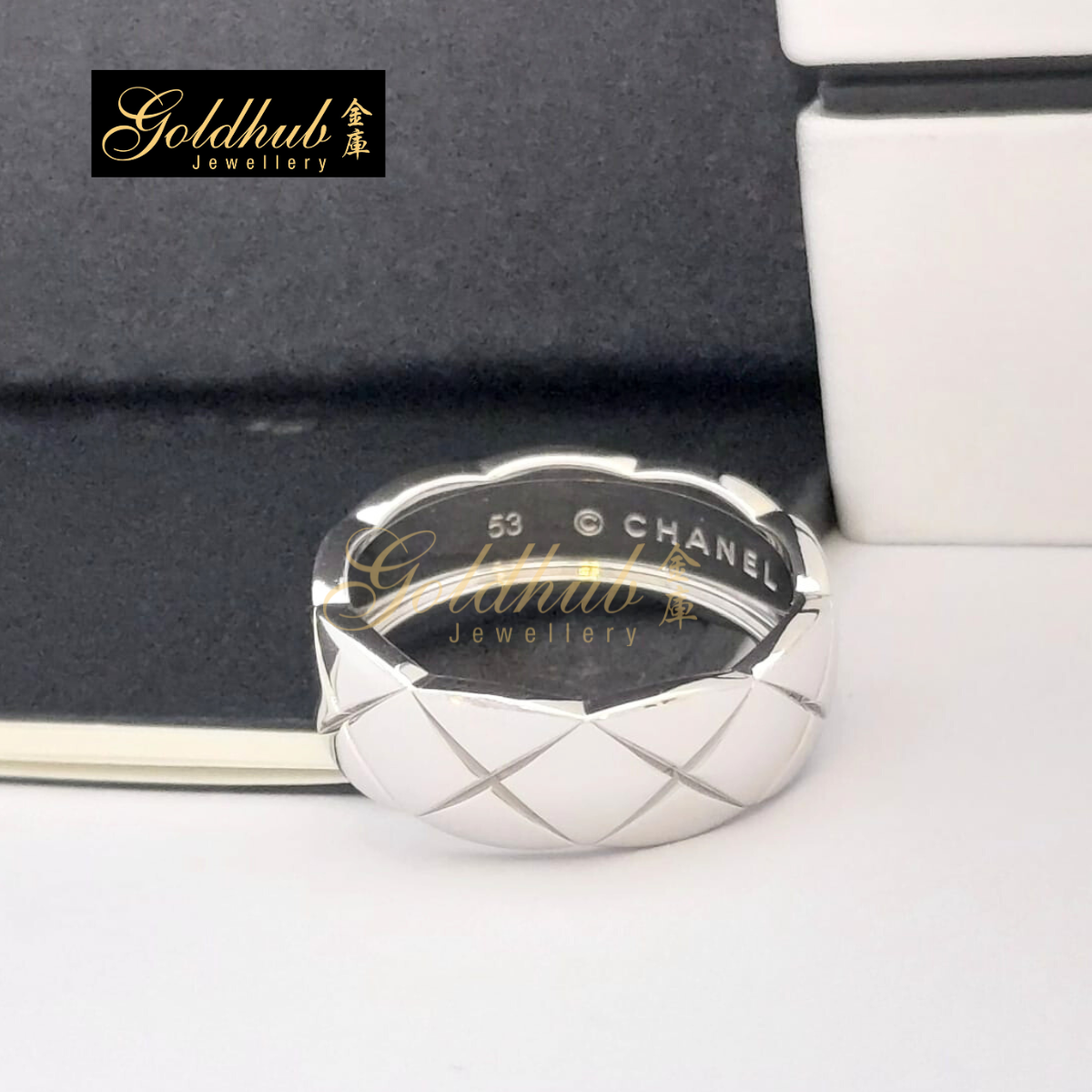 Chanel Coco Crush Ring (Small Version) in White Gold, Size 53