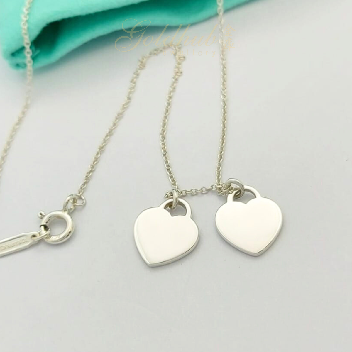 Return to Tiffany Blue Double Heart Tag Pendant Necklace in Sterling Silver