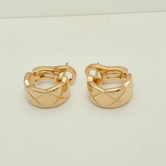 Chanel Coco Crush Quilted Motif Earrings in Rose Gold
