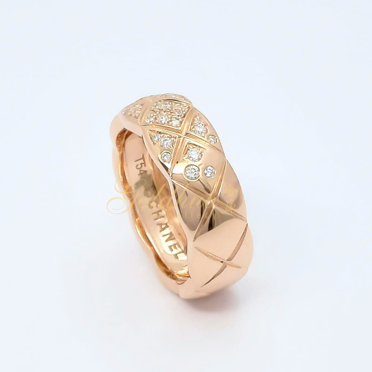 Chanel Coco Crush Quilted Motif Diamond (Small Version) Ring in Rose Gold, Size 54