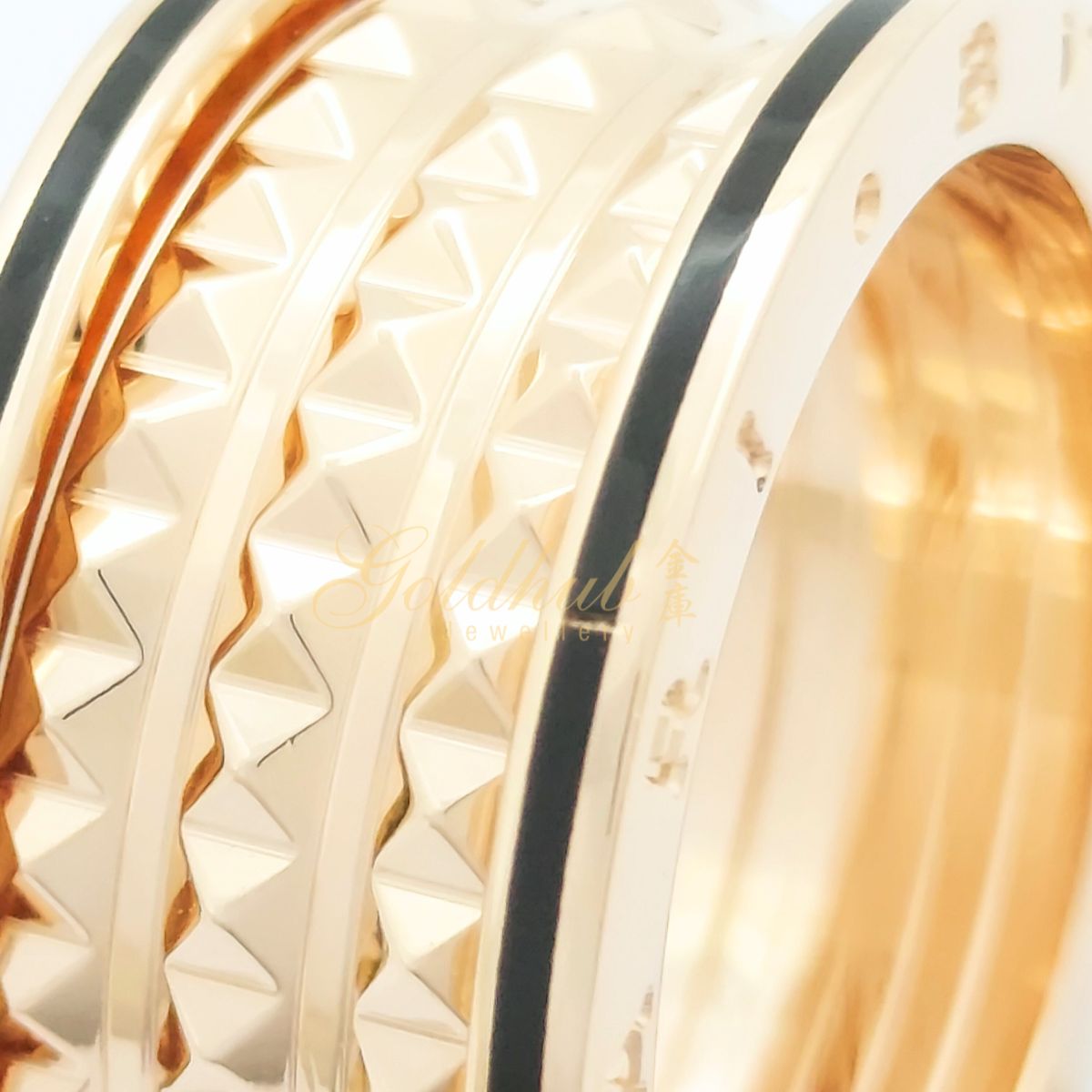 Bvlgari B.zero1 Rock Four Band with Black Ceramic Ring, Size 65