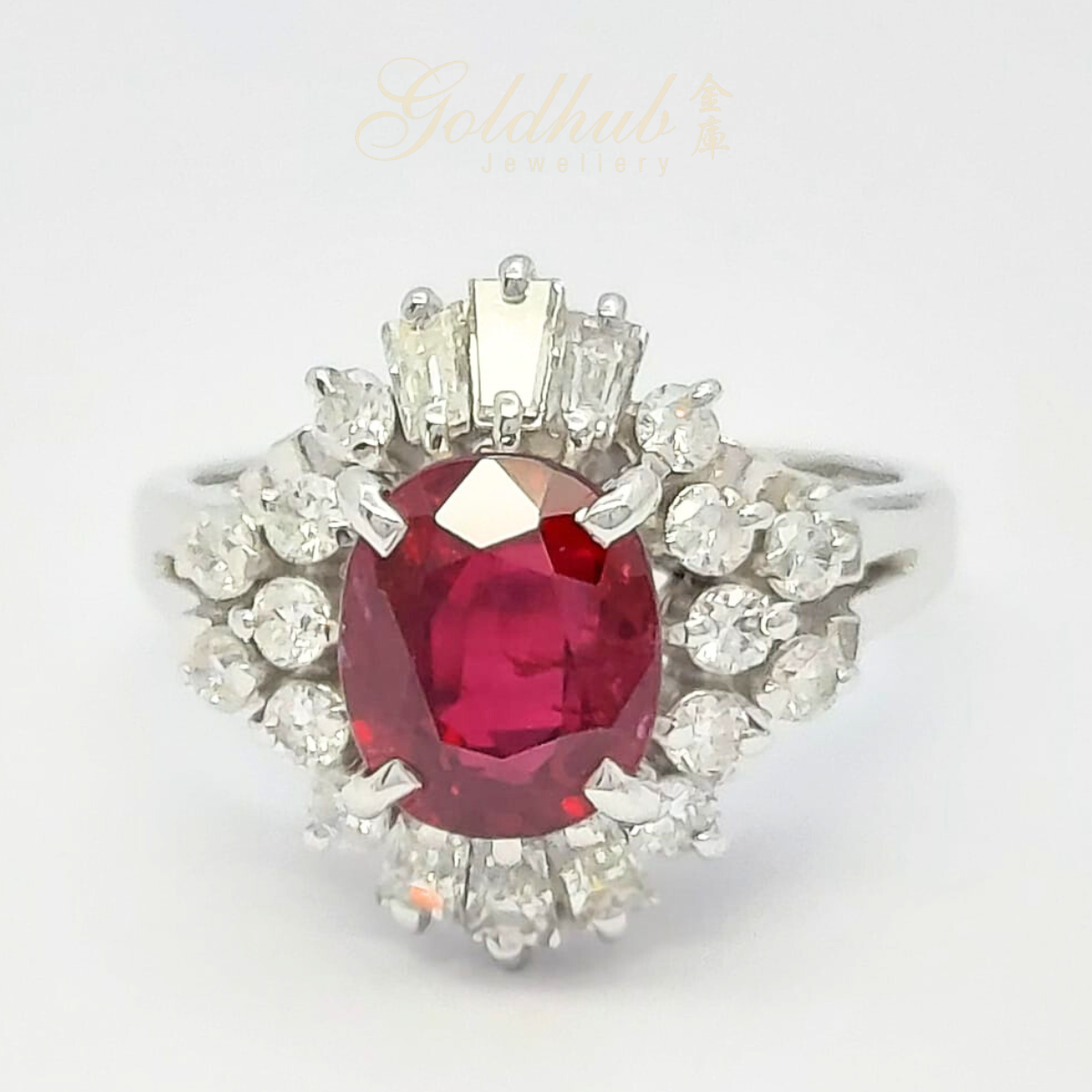 Vivid Ruby Diamond Ring in Platinum