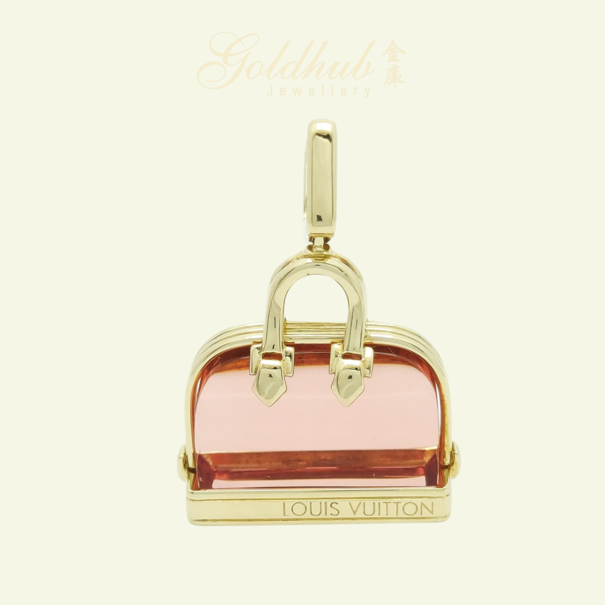 18k Pre-loved Louis Vuitton (LV) Alma Charm with Pink Tourmaline in Yellow Gold