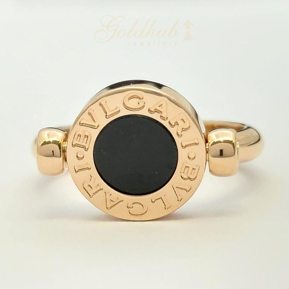 18k Pre-loved Bvlgari Bvlgari Classic Ring with Mother of Pearl and Onyx in Rose Gold