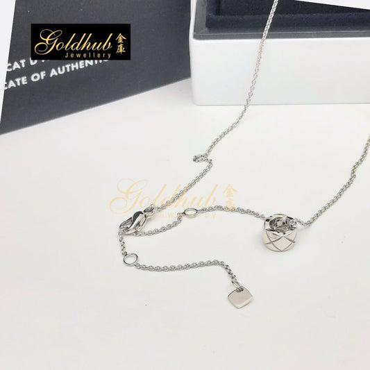 Chanel Coco Crush Necklace, Quilted Motif in White Gold