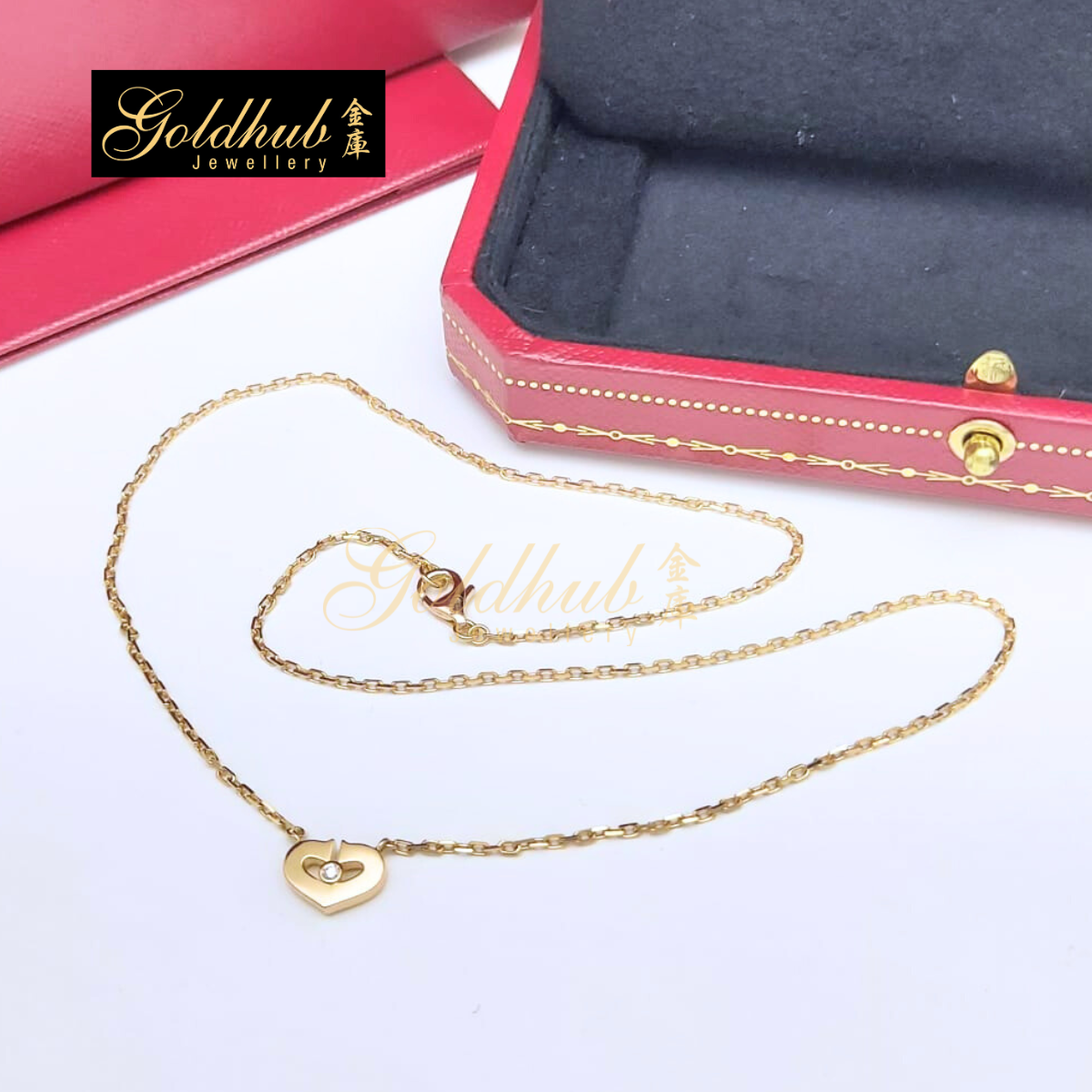 Cartier C Heart Necklace, 1 Diamond in Rose Gold