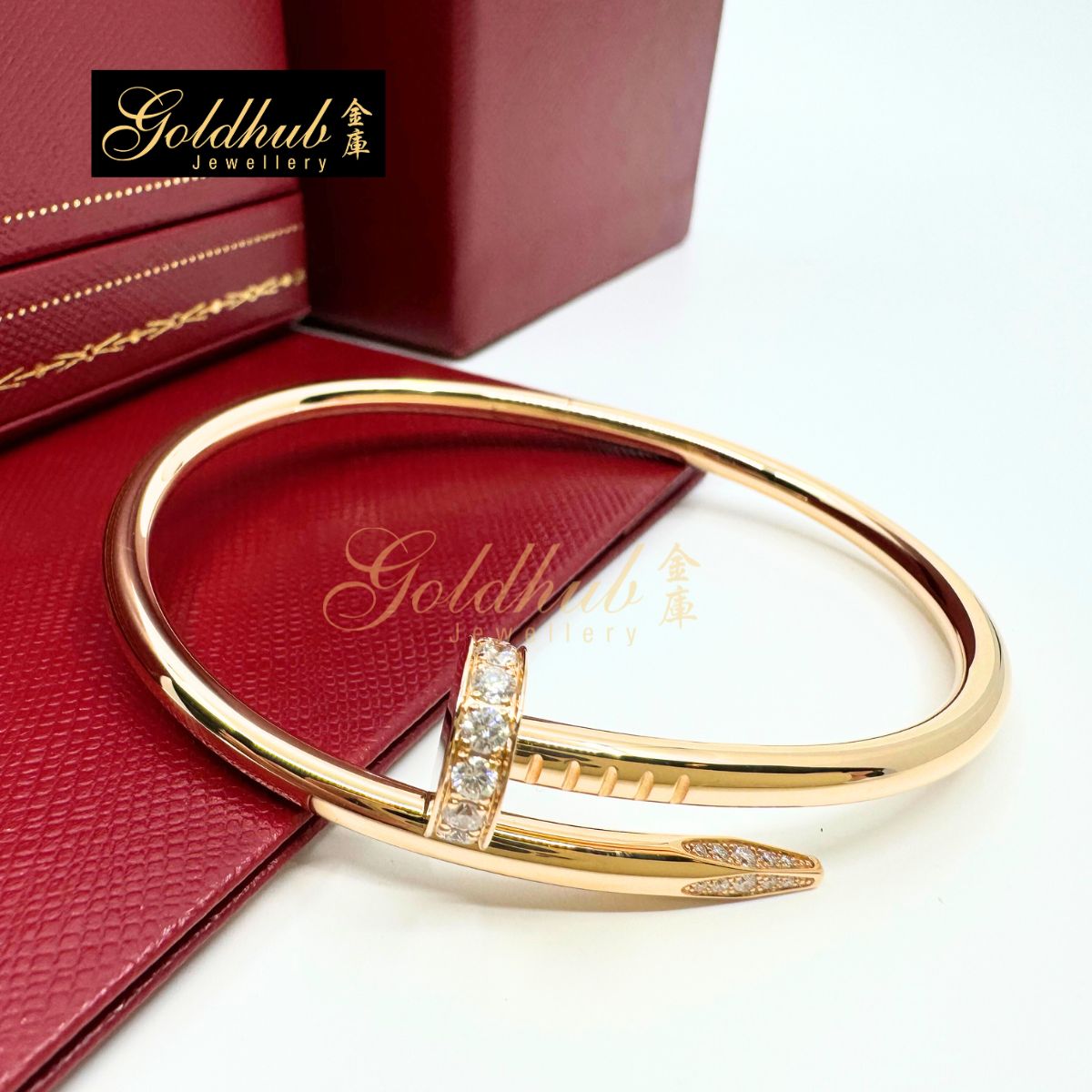 Cartier Juste Un Clou Bracelet, Classic Model, Diamonds in Rose Gold, Size 17