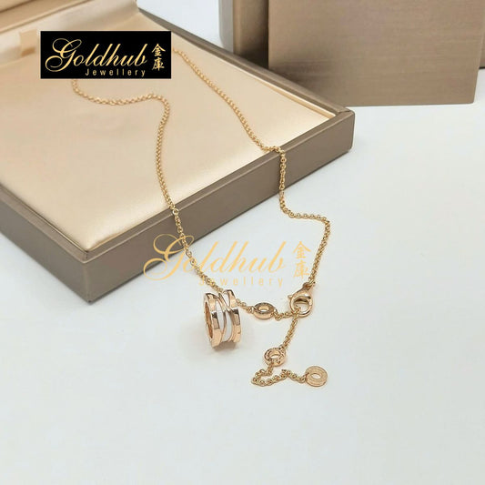 Bvlgari B.zero1 Design Legend White Ceramic Necklace in Rose Gold